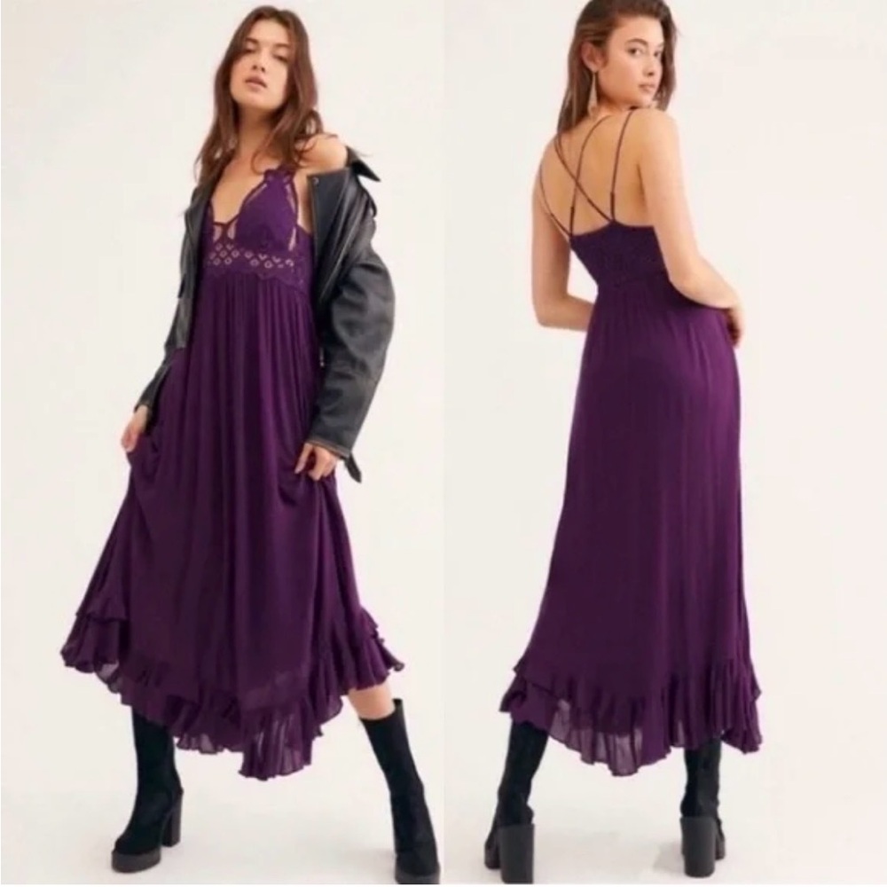 Free People Rich Purple Adella Lace Dress